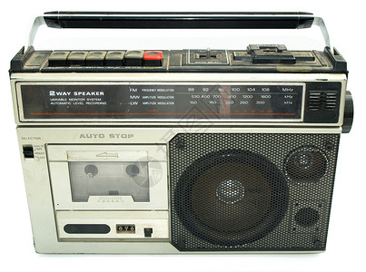 白色背景下肮脏的旧式1980年代风格磁带图片