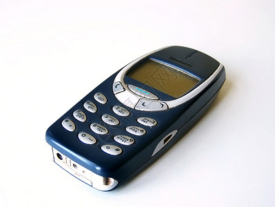 白色背景的黑蓝色旧式手机NameBlack图片