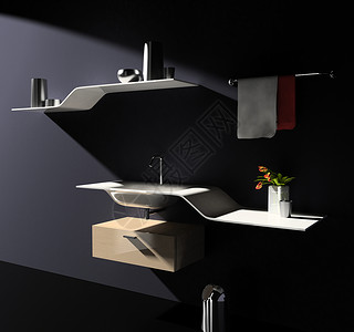 黑色现代浴室家具图片