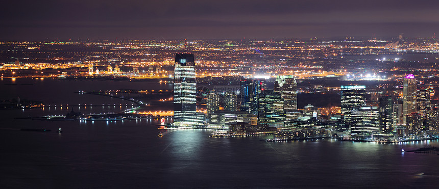 新泽西州全景纽约曼哈顿与哈德逊河和摩图片