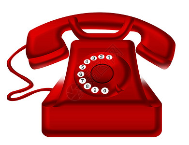 红色电话用白背景背景图片