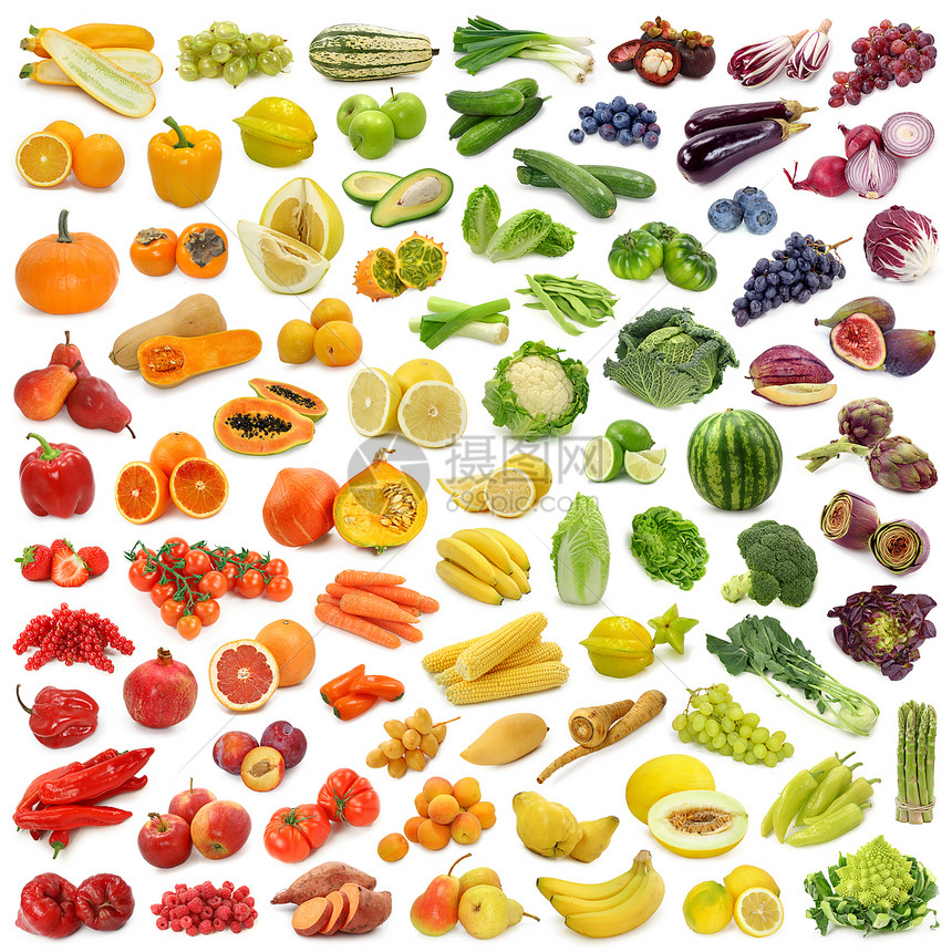 水果和蔬菜的彩虹集合图片