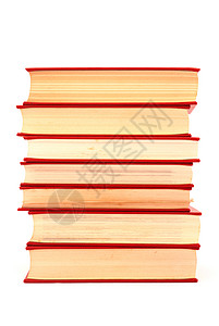 共七本红色书籍前视白色工作室背景背景图片