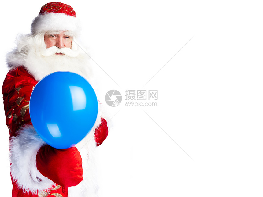 传统圣诞老人为孩子们拿着气球图片