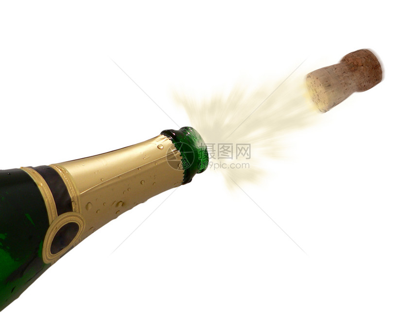 新年快乐香槟在白色背景图片