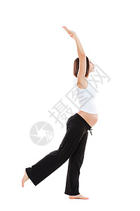 怀孕健康孕妇在白种背图片