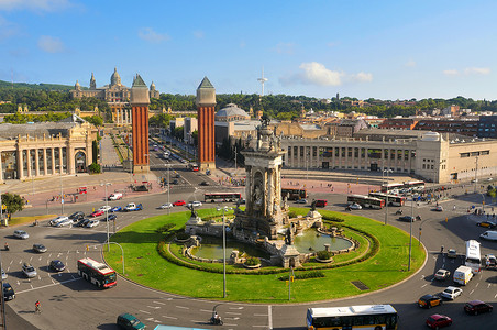 西班牙巴塞罗那的西班牙广场鸟瞰图图片