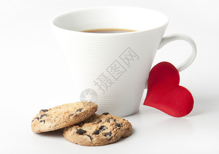 情人节饼干和一杯咖啡背景图片