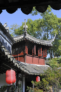 苏州同里镇的退寺园这个花园退寺园是清朝一位堕落的官员建造的在花园背景图片