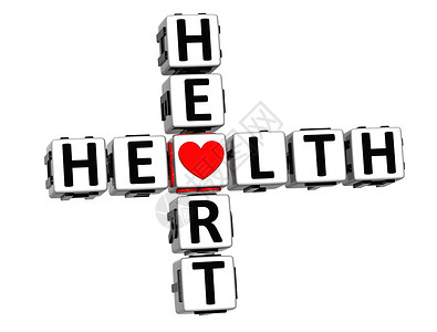 3D健康心脏交叉字块按钮键文字以图片