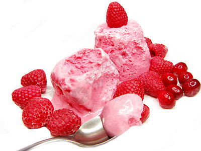 粉红草莓果树莓冰淇淋图片