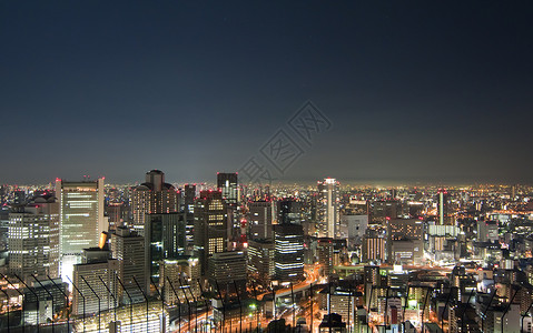 日本大阪市天际线夜景图片