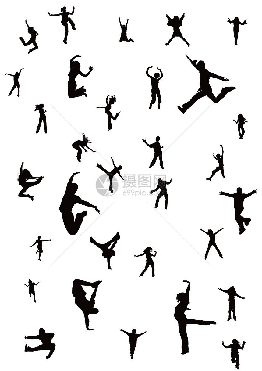 各种姿势剪影跳舞的女人图片