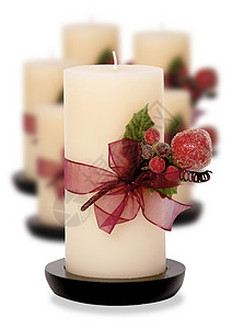 白色背景装饰的豪华圣诞蜡烛图片