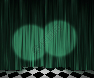 绿色窗帘聚光灯舞台背景图片