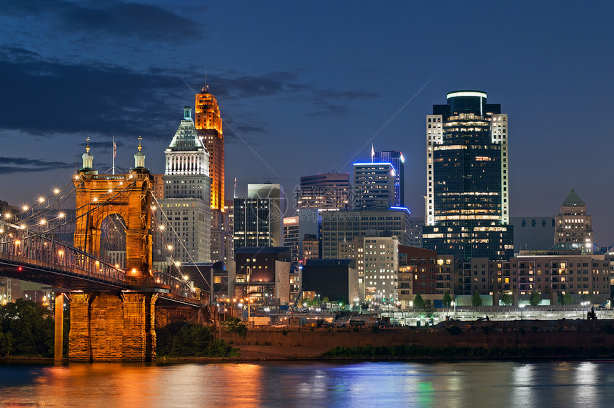 Cincinnati和JohnARoebling悬崖桥在图片