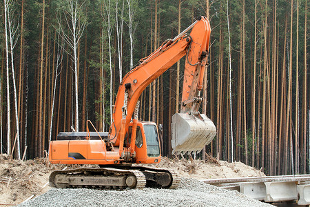 重型推土机在森林里图片