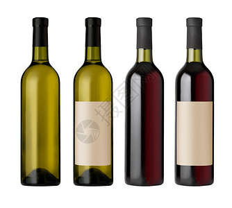 两瓶红酒和白葡萄酒图片