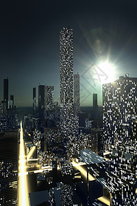 未来城市的日落图片
