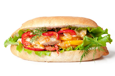 烤鸡肉三明治配辣椒粉和生菜图片