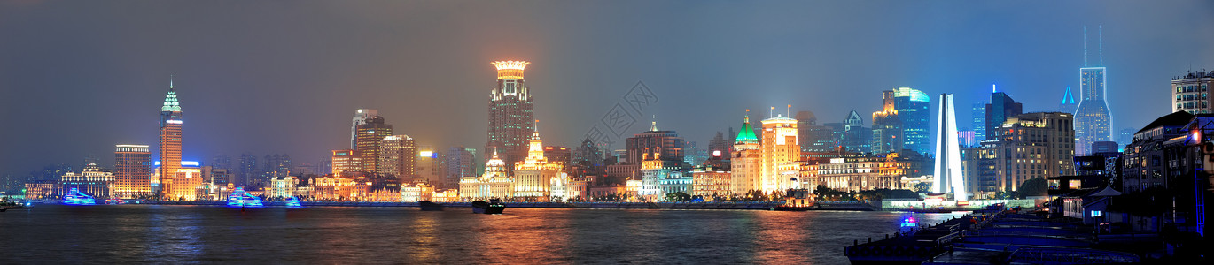 上海城市建筑在黄昏图片
