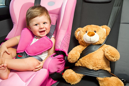 安全汽车座椅上的婴儿安全和保障图片