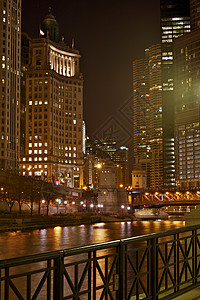 芝加哥中心芝加哥市中心夜间垂直摄影芝加哥图片