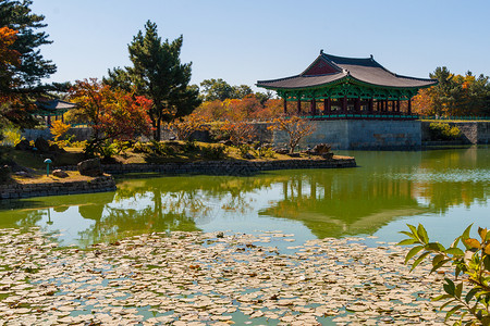 皇宫景观，Anapji池塘韩州。图片