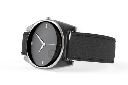 白色背景上的优雅黑色手表图片