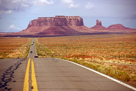 美国沙漠公路通往美国亚利桑那州纪念碑谷的道路图片