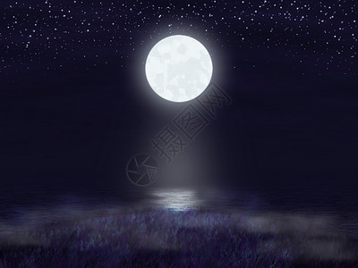 夜观静湖天上大月亮图片