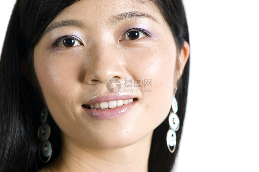微笑的女孩肖像年轻漂亮的亚洲模特面容美图片