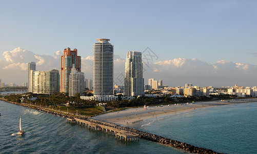 佛罗里达州迈阿密海滩从海洋观测到的图片