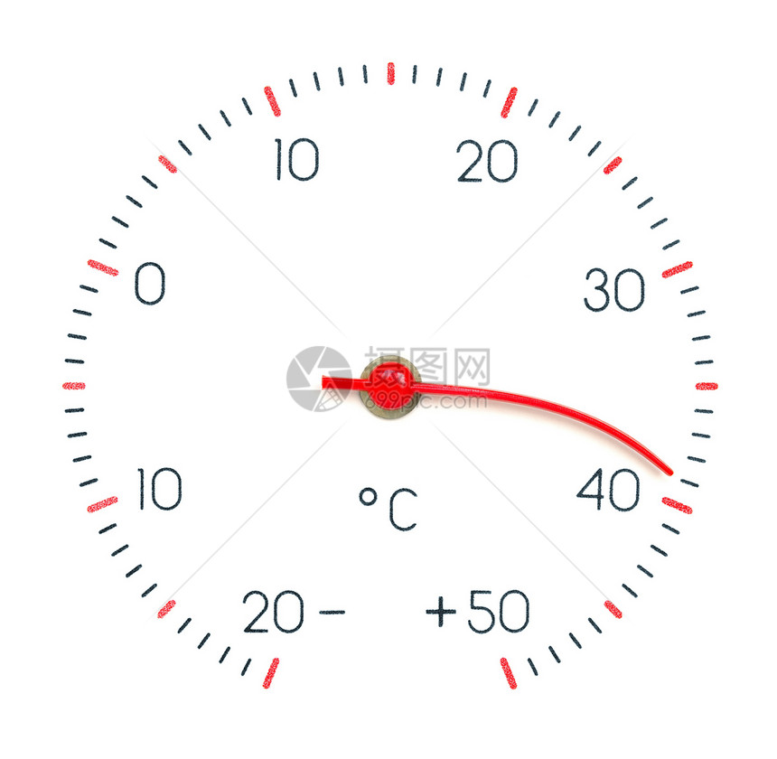 象征炎热的天气或全球变暖温度计的箭头从高图片