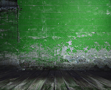 有混凝土墙壁和木地板绿色图片
