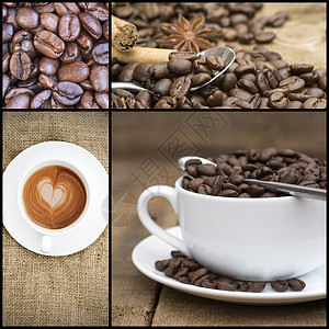 各种咖啡图像的拼贴图片