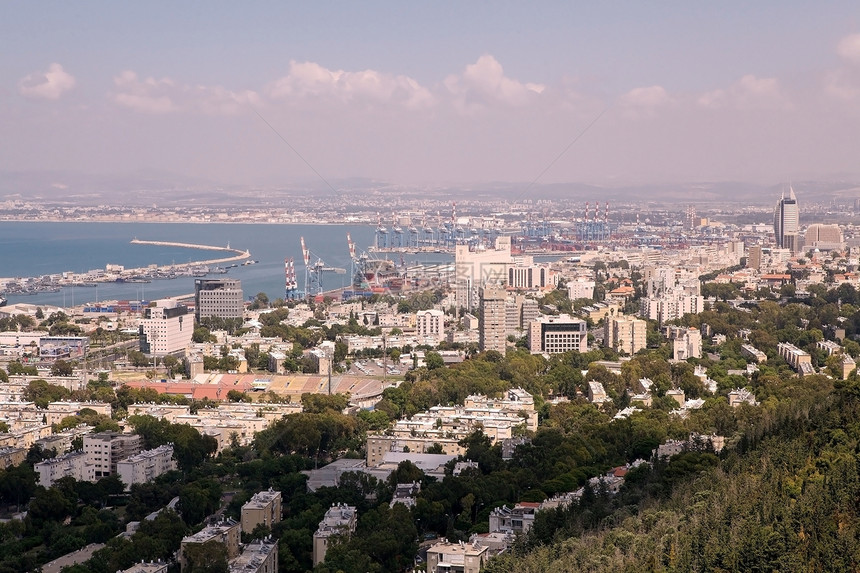 以色列海法镇与体育场港口图片