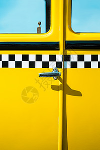 老式纽约市黄色出租车门板图片