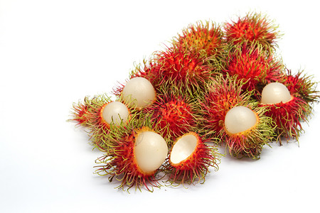 红毛丹水果白色背景中最喜欢的泰国水果图片