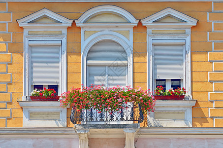 夏季有花盆的阳台图片