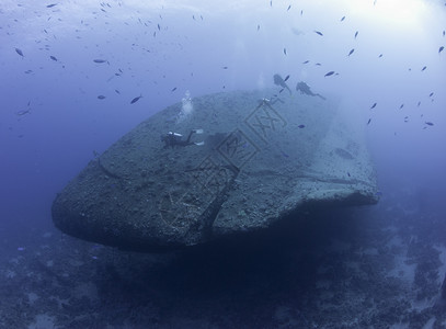 探索一个大型沉没的水下图片