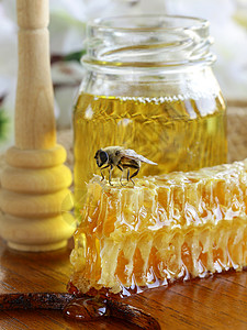 蜂蜜在蜂窝上的宏针图片
