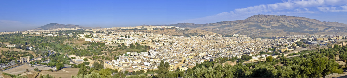 摩洛哥非洲城市Fes的全景PanoramafromtheCit图片