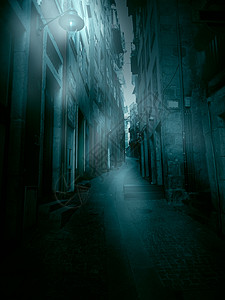 迷雾黎明的旧欧洲狭小街道图片