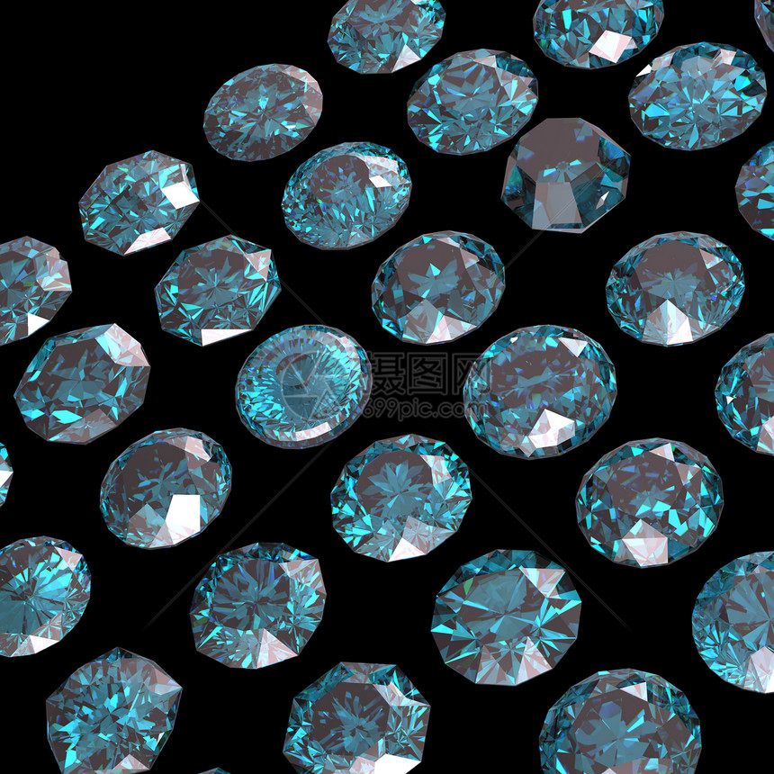 黑色背景的一组圆蓝色钻石Ge图片