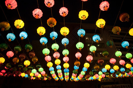 曼谷唐人街五颜六色的灯笼图片