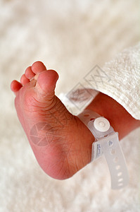 新出生的婴儿脚和身份识别手图片素材