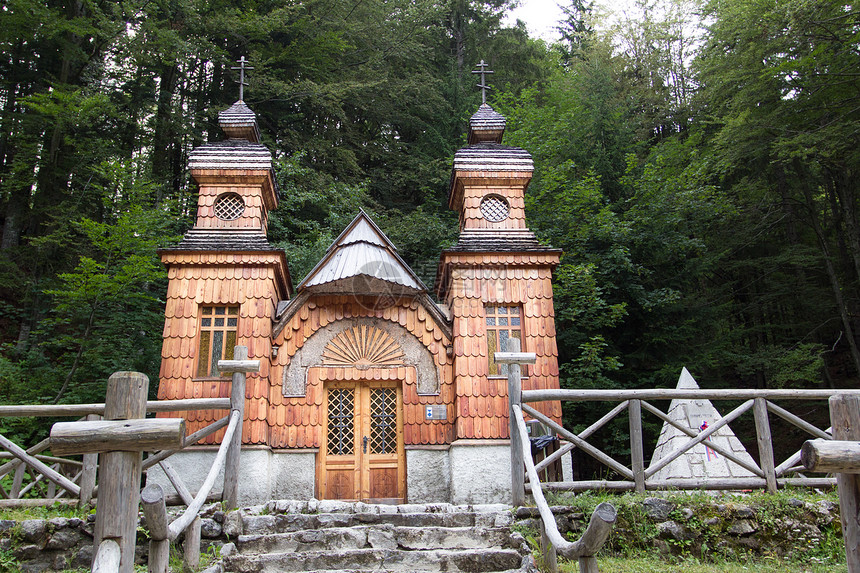 俄罗斯的礼拜堂位于斯洛文尼亚Vrs图片