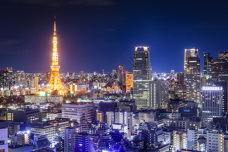 东京日本的天际线在晚上图片