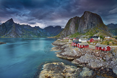 挪威Lofotten群岛的景象在图片